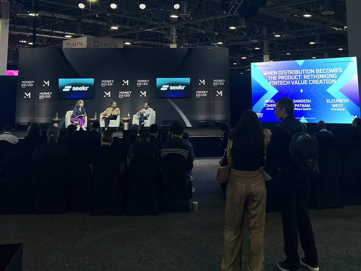 A panel on the Meridian Stage at Money20/20 2026 in Las Vegas