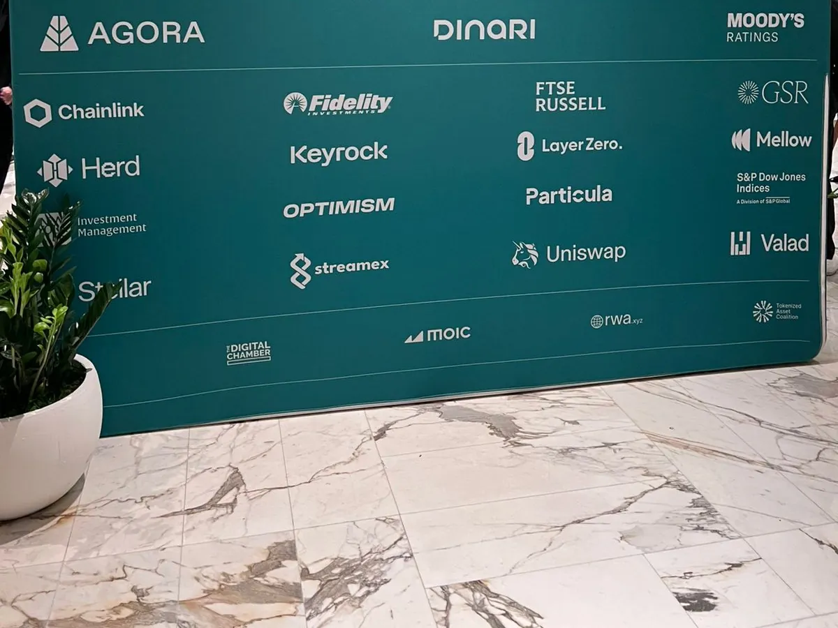 Sponsor wall at the Real-World Asset Summit in Brooklyn, 2026